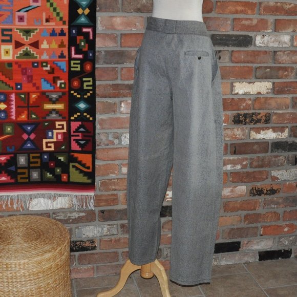 Vintage 80s Le Chateau Grey Calico Yellow Floral Oversized Barrel Pants 34 - Picture 3 of 9